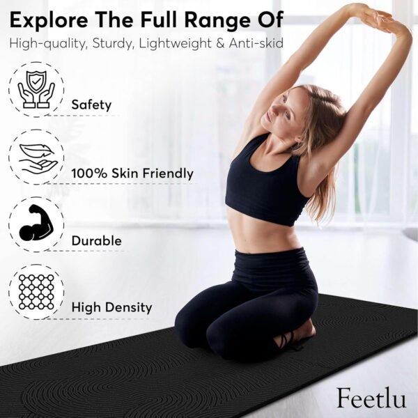 Yoga Mat with Strap – 10mm & 12mm Thick Yoga Mat, Non-Skid Dual Surface Workout Mat, Eco-Friendly POE Yoga Mats for Women Men Kids, Perfect Exercise Mat for Pilates, Yoga, and Floor Workouts, Includes Carrying Strap. - Image 7