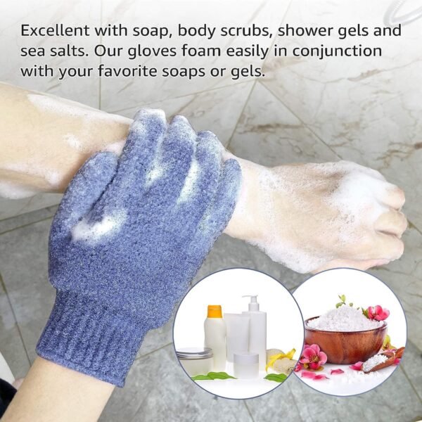Evridwear Exfoliating Dual Texture Bath Gloves for Shower, Spa, Massage and Body Scrubs, Dead Skin Cell Remover, Gloves with Hanging Loop (1 Pair Heavy Glove) - Image 7