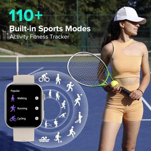 BRIBEJAT Smart Watch for Men Women (Make/Answer Call), HD 2.01'' Smartwatch IP68 Waterproof, Fitness Tracker Pedometer SpO2/Heart Rate/Sleep Monitor, Compatible with iPhone Samsung iOS Android Phone - Image 4