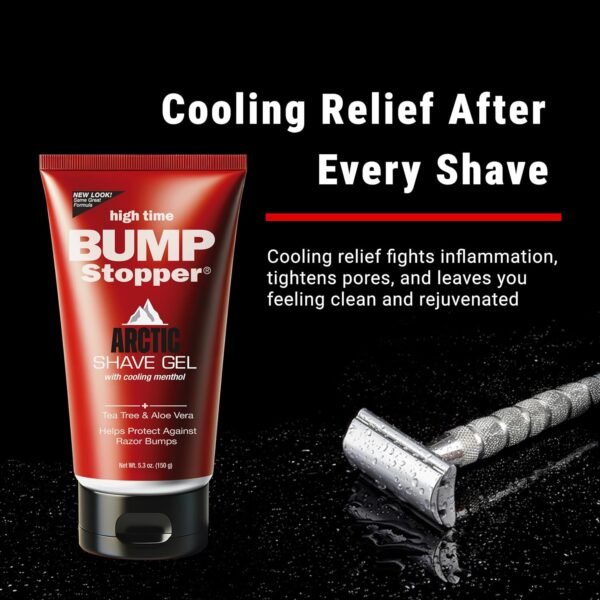 Bump Stopper Arctic Shave Gel | Face Shaving Gel with Menthol, Tea Tree & Aloe Vera | Relieves Razor Burn and Razor Bumps | Shave Gel for Sensitive Skin | Shave Gel for Men- 5.3 OZ - Image 5