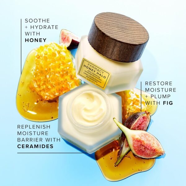 Farmacy Ceramide Face Moisturizer - Honey Halo Hydrating Facial Moisturizer for Dry Skin - Plumps, Soothes + Restores Skin with Potent Ceramides + Buckwheat Honey for a Dewy, Healthy Glow (50ml) - Image 6
