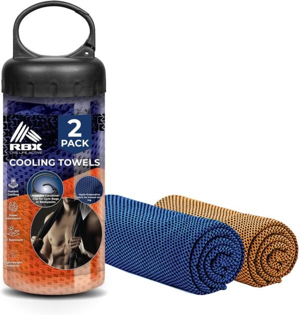RBX 2 Pack Cooling Towels for Neck and Face (40"x12"), Microfiber Cooling Towel for Gym, Breathable Ice Lightweight Neck Cooler, Cooling Towels for Hot Weather, Pickleball Towel - Image 2