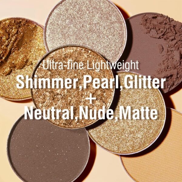 KYDA 12 Colors Golden Eyeshadow Palette, Ultra-rich Glitter Gold Eyeshadow, Matte Neutral Nude Smokey Eyeshadow Palette, Smooth Blendable Pigment, Good as Golden Eyeshadow Palette - Image 4