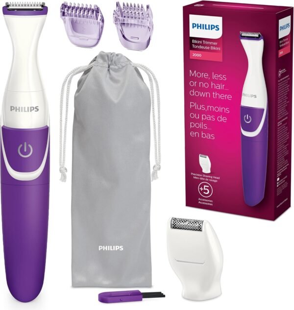 Philips Beauty Bikini Genie Cordless Trimmer for Bikini Line Hair Removal, with Shaving Head and Comb, BRT383/50 - Image 2