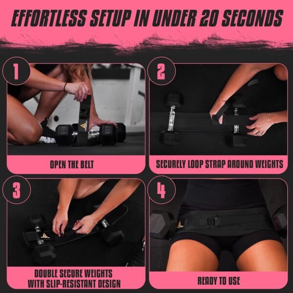 Exercise Hip Thrust Belt for Weights, Glute Workout Equipment, Adjustable Hip Thrust Belt for Dumbbells, Glute Trainer for Home Workouts with Extra Padding, Booty Builder - Image 5