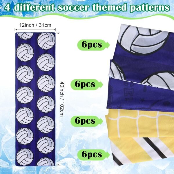 24 Pack Soccer Football Basketball Volleyball Baseball Cooling Towel 40 x 12 Inch Sport Towel for Athletes Team Gifts Yoga Gym Camping Running(Volleyball) - Image 3