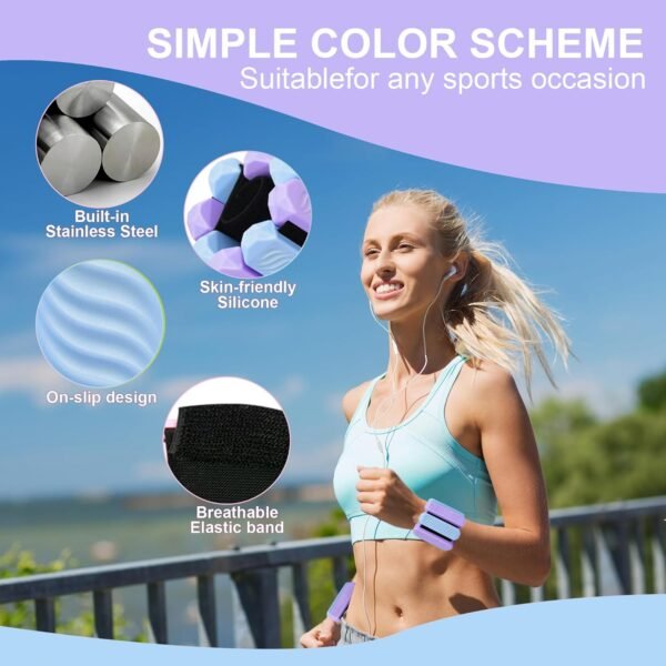 Ankle and Wrist Weights for Women, Adjustable Weights Set of 2 (1Lb Each), for Walking, Yoga, Dance, Gym - Image 5