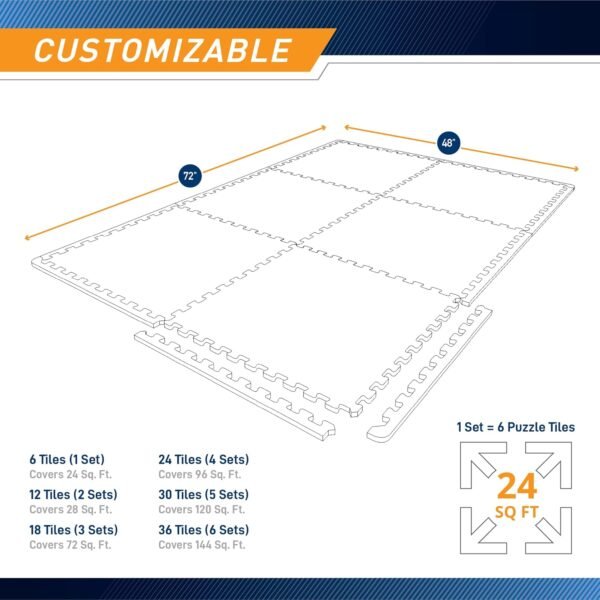 Marcy EVA Foam Interlocking Flooring Mat High Density Non-Slip Tiles for Fitness Equipment, Workout Cushion and Floor Protection - Image 8