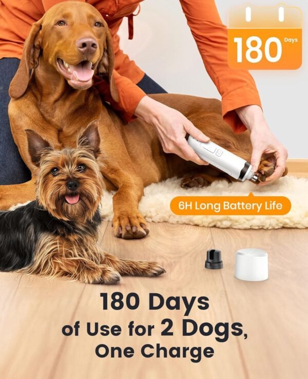 oneisall Low Noise Dog Paw Trimmer Nail Grinder with LED Light 35dB Dog Grooming Kit Paw Trimmer 20 mm Widen Blade Cordless Electric Hair Clippers for Ears, Face, Rump - Image 10