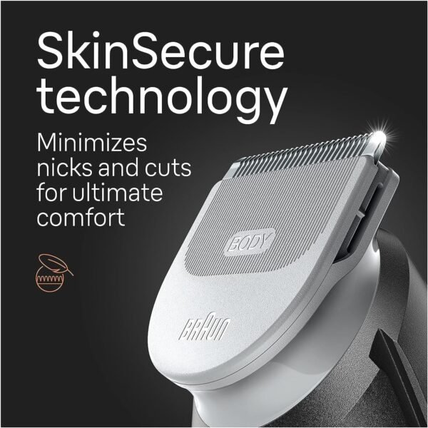 Braun Body Groomer 5 for Men, BG5340, Manscaping Tool, SkinShield Technology, Sensitive Comb, Lifetime Sharp Metal Blade, Body Groomer for Men, Gray/White - Image 7