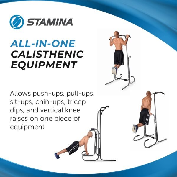 Stamina Power Tower - Dip Bar Pull Up Bar Station with Smart Workout App - Dip Bars for Home Workout - Up to 250 lbs Weight Capacity - Image 5