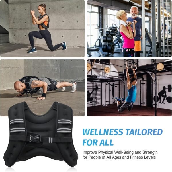 ZELUS Weighted Vest, 6lb/8lb/12lb/16lb/20lb/25lb/30lb Weight Vest with Reflective Stripe for Workout, Strength Training, Running, Fitness, Muscle Building, Weight Loss, Weightlifting - Image 7