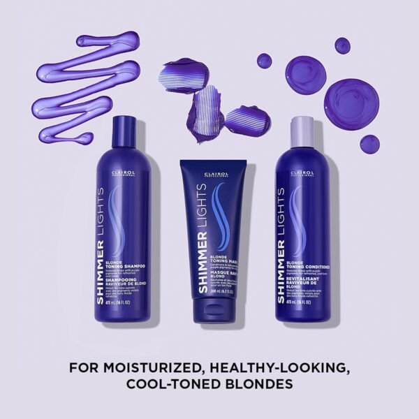 Clairol Professional Shimmer Lights Violet Toning Mask for Neutralizing Brassy Tones with Refreshing Blonde Hair Results - Image 7