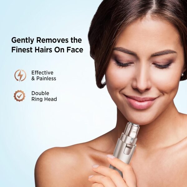 Rechargeable Facial Hair Remover for Women: 2-in-1 Device for Shaping Eyebrows and Removing Face Peach Fuzz(Rose Gold) - Image 4