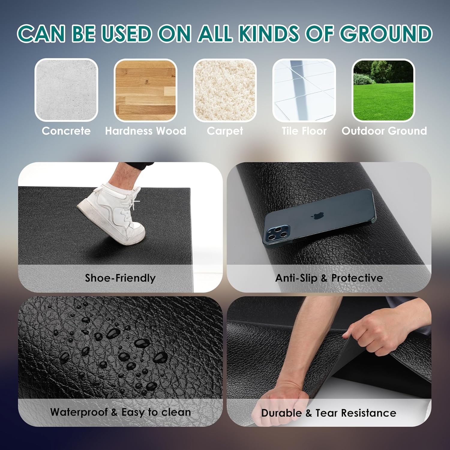 Large Exercise Mat, 8' x 6'/8' x 4'/6' x 4' Extra Durable Workout Mats for Home Gym Flooring, High-Density Gym Mats Cardio Mat for Jump Rope, MMA, Stretch, HIIT, Shoe-Friendly, Non-Slip, Non-Toxic - Image 6