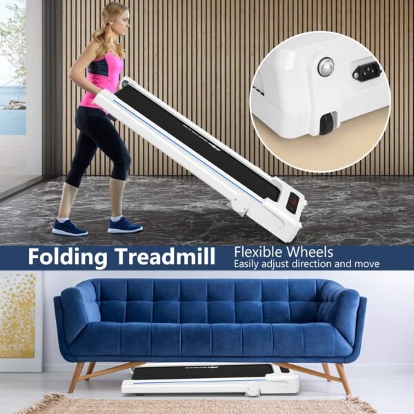 Goplus 3-in-1 Treadmill with Large Desk, 2.5HP Folding Electric Treadmills, LED Display, Remote Control, Blue Tooth Speakers, Walking Jogging Machine for Home/Office Use - Image 9