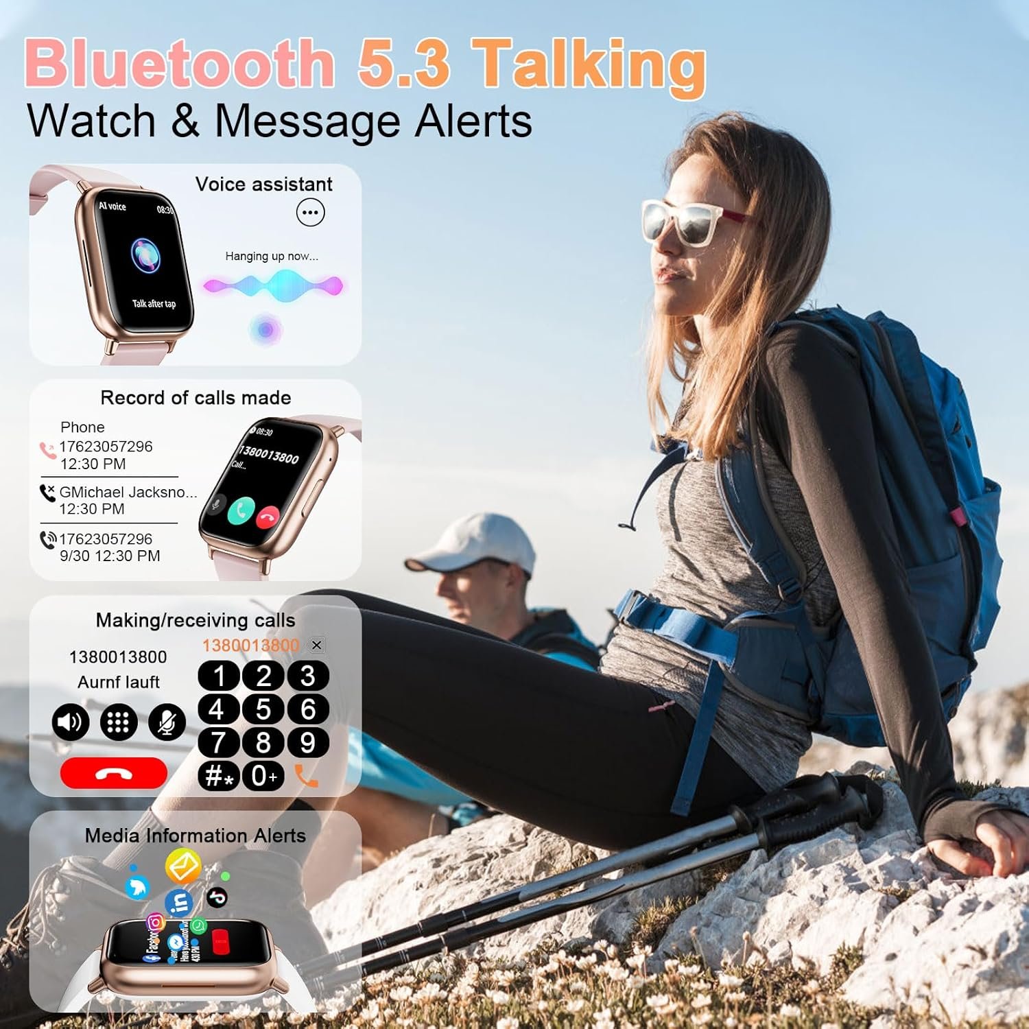 Smart Watches for Women Answer/Make Calls, 1.83" Fitness Tracker Watch with Heart Rate Monitor, 113+ Sport Modes, Pedometer, Sleep Monitor, IP68 Waterproof, Smartwatch for Android/iOS (Rose Gold) - Image 3