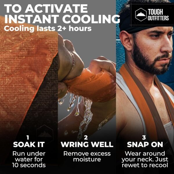 Tough Outdoors Cooling Towels (38.5"x12") - Cooling Towels for Neck & Face, Cooling Neck Wraps - Ice Towel & Sweat Rag for Camping, Gym, Yoga & Sports - Image 4