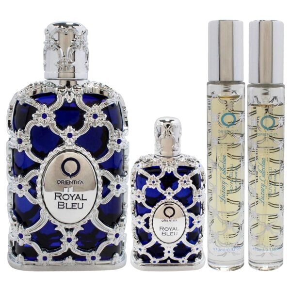 Orientica Royal Bleu for Unisex - 4 Pc Gift Set 2.7oz EDP Spray, 2 x 10ml EDP Spray, 7.5ml EDP Splash - Image 3