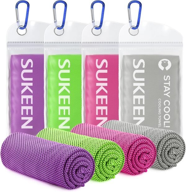 Sukeen Cooling Towels for Neck and Face, 4 Pack Cooling Towels for hot Weather (40"x12"), Cooling Rags for Yoga, Sport, Running, Workout,Gym, Camping, Fitness, Workout & More Activities - Image 2