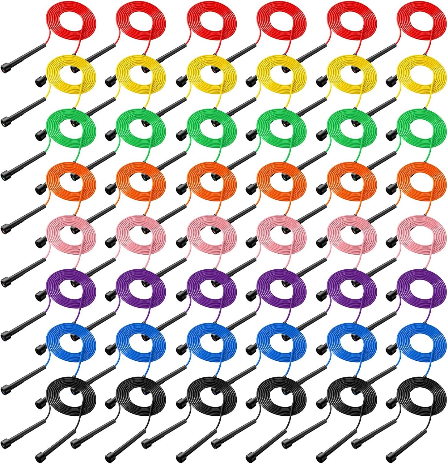 72 Pcs PVC Jump Ropes for Fitness 9.2 ft Adjustable Skipping Rope Versatile Unbreakable Speed Rope with Plastic Handles for Women Men Kids Endurance Training Cardio Exercise Workout - Image 2