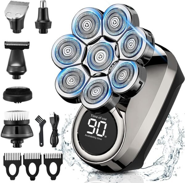 Head Shavers for Bald Men, 8D Upgraded 6-in-1 Bald Head Shaver, Waterproof Bald Head Shavers for Men Wet/Dry Use, LED Display Electric Razor Type-C Charging 360°Close Shave - Image 2