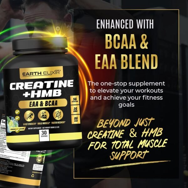 Creatine HMB Supplement w/Essential Amino Acids Powder | EAA & BCAA Mix | Creatine Monohydrate and HMB Powder | EAAS Amino Acids Powder | BCAAS Amino Acids - Image 7