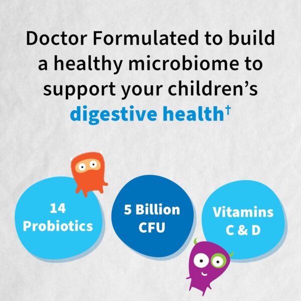 Garden of Life Dr. Formulated Probiotics Organic Kids+ Plus Vitamin C & D - Watermelon - Gluten, Dairy & Soy Free Immune & Digestive Health Supplement, No Added Sugar, 30 Chewables (Shelf Stable) - Image 4