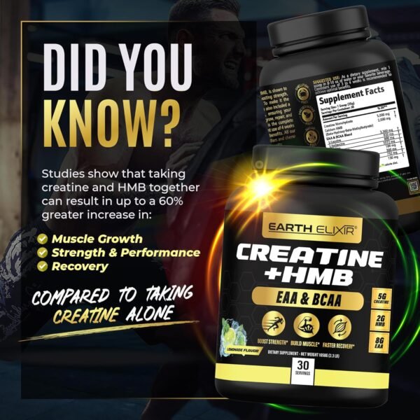 Creatine HMB Supplement w/Essential Amino Acids Powder | EAA & BCAA Mix | Creatine Monohydrate and HMB Powder | EAAS Amino Acids Powder | BCAAS Amino Acids - Image 6