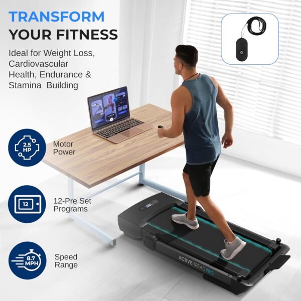 SereneLife Walking Pad Treadmill with Remote Control, 0.6 – 8.7 MPH Smart Speed Control, Walking Mat, Under Desk Treadmill for Home Office, Shock Absorption, App Support, 265lbs Limit - Image 5