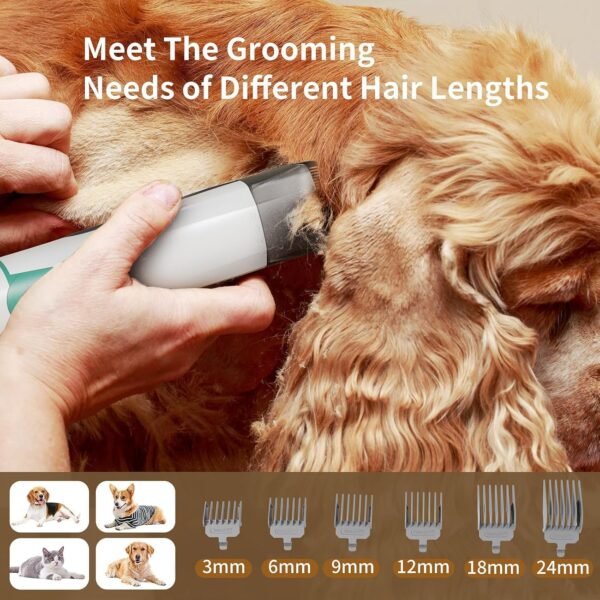 Dog Grooming Kit, Pet Grooming Vacuum with Pet Clipper Nail Grinder, Dog Hair Vacuum with 6 Pet Grooming Tools for Dogs Cats Shedding Grooming (White) - Image 5