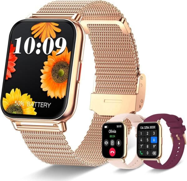 Iaret Smart Watch (Answer/Make Calls), 1.85" Smart Watches for Women with 100 Sports Modes, Fitness Tracker Heart Rate Sleep Monitor Pedometer Calories, Waterproof Fitness Watch for Android iPhone - Image 2