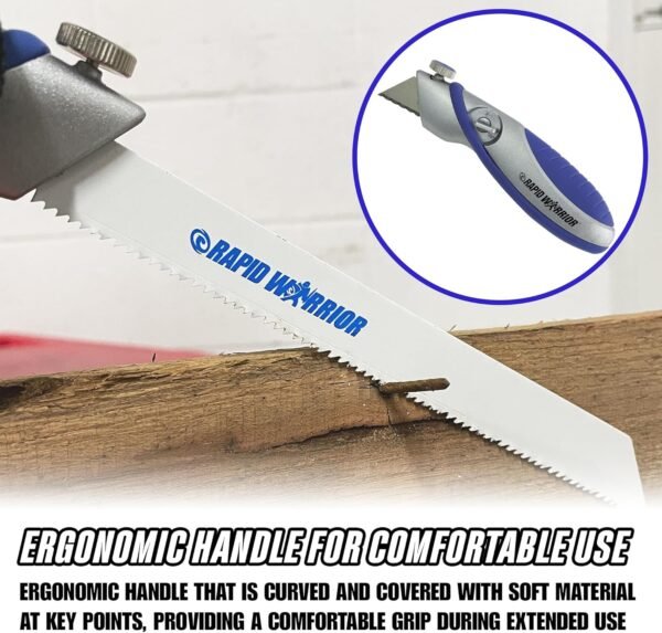 Rapid Edge Rapid Warrior Multi-Use Utility Knife Kit with Drywall Knife, Hacksaw and General Purpose Saw Blade (Includes 5 Rapid Edge Serrated Razor Knife Blades) (1-Pack) - Image 7