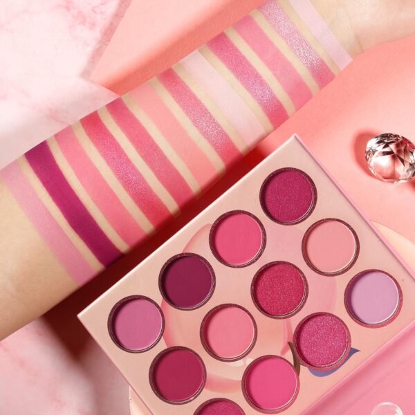 DE'LANCI Pink Purple Eyeshadow Palette, 12 Colors High Pigment Matte Shimmer Barbie Eye Shadow Makeup Pallet, Small Bright Peach Red Eyeshadow Pallets, Long Lasting Shades for Girl Women Summer Travel - Image 6