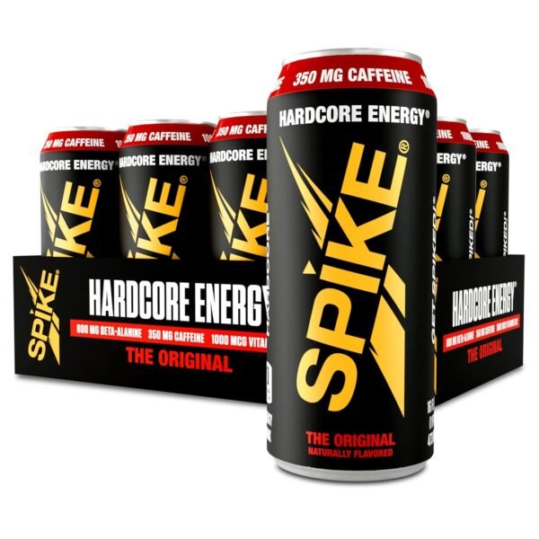 Spike Hardcore Energy Drink - N-Acetyl-L-Tyrosine (NALT), Beta-Alanine, Caffeine, B12-16 Fl Oz (Pack of 12, Original, Sugar-Free) - Image 2