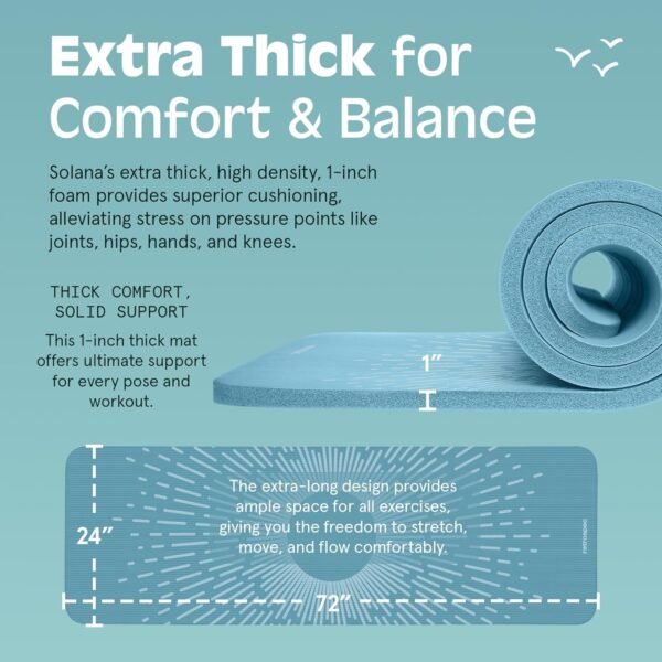 Retrospec Solana Yoga Mat 1" Thick With Nylon Carry Strap for Men & Women - Non Slip Exercise Mat for Home Yoga, Pilates, Stretching, Floor & Fitness Workouts - Image 4