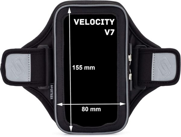 Sporteer Velocity V7 Running Armband - Compatible with iPhone 16, 16 Pro, 15, 15 Pro, 14, 14 Pro, iPhone13/13Pro, Galaxy S25, S24, S23, S22 5G, Google Pixel, and Many More Mobile Phones - Fits Cases - Image 8