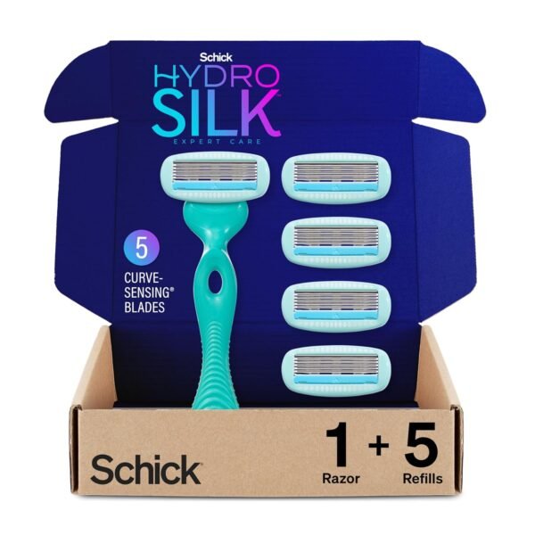 Schick Hydro Silk Sensitive Women's Razor | 5-Blade Razors for Women Sensitive Skin | Womens Razors Sensitive Skin | 1 Handle & 5 Razor Blade Refills - Image 2