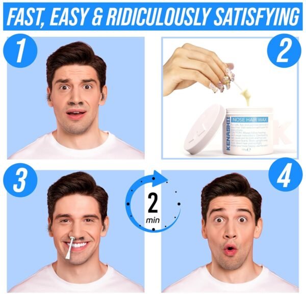 KENASHII Nose Wax Kit | 100 g Wax, 24 Applicators | Hair Removal Kit for Men and Women | Includes Balm Wipes and Mustache Guards | Lasts up to 5 Weeks - Image 3