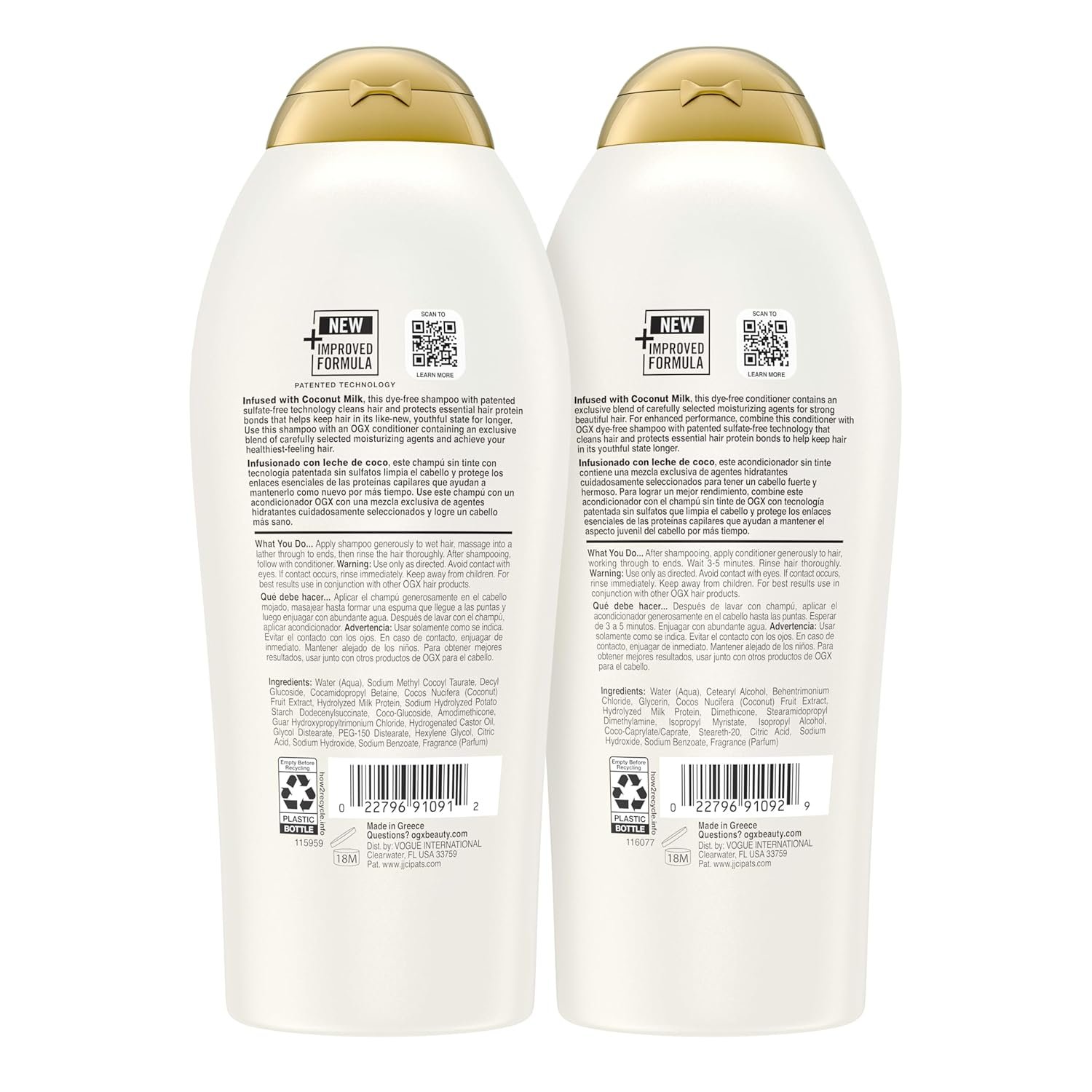 OGX Nourishing + Coconut Milk Shampoo & Conditioner, Set, 25.4 Fl Oz (Pack of 2) - Image 9