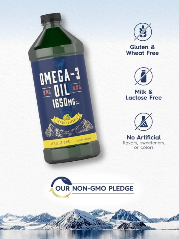 Carlyle Omega 3 Fish Oil Liquid | 1650mg | 32 fl oz (2 x 16oz Bottles) | Lemon Flavor | Non-GMO & Gluten Free Supplement - Image 5