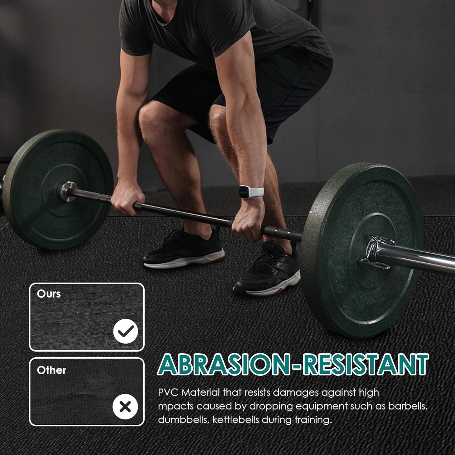 Large Exercise Mat, 8' x 6'/8' x 4'/6' x 4' Extra Durable Workout Mats for Home Gym Flooring, High-Density Gym Mats Cardio Mat for Jump Rope, MMA, Stretch, HIIT, Shoe-Friendly, Non-Slip, Non-Toxic - Image 5