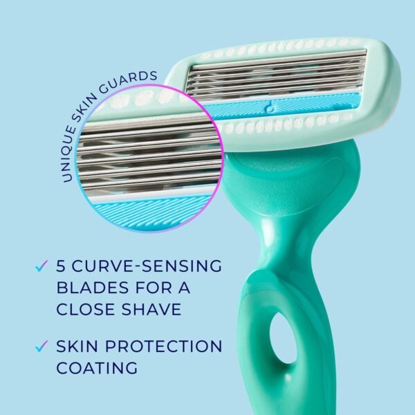 Schick Hydro Silk Sensitive Women's Razor | 5-Blade Razors for Women Sensitive Skin | Womens Razors Sensitive Skin | 1 Handle & 5 Razor Blade Refills - Image 9