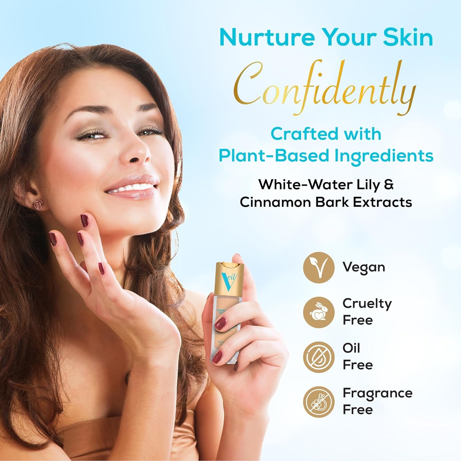 Veil Cosmetics Complexion Fix Liquid Foundation – Buildable Coverage – Water-Resistant, Hypoallergenic, Oil-Free, Cruelty-Free & Vegan – Lightweight & Brightening – Long Lasting (1G Porcelain Gold) - Image 5