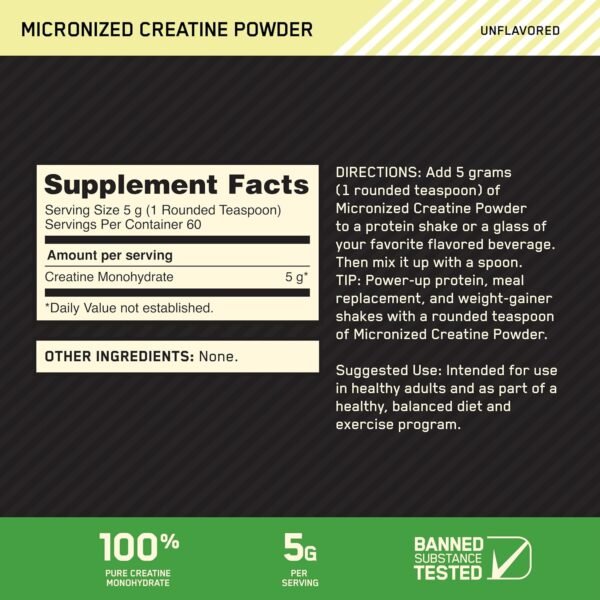 Optimum Nutrition ON Gold Standard 100% Whey Protein Primary Source Isolate - Double Rich Chocolate, 2 Lbs + ON Micronized Creatine Monohydrate Powder - Unflavored, 300 Grams - Image 6