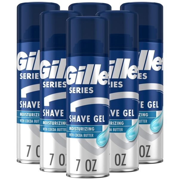 Gillette Series 3X Moisturizing Shave Gel, 6 Count, 7oz Each, Lubrication to Protect Against Irritation, Blue-White, 7 Ounce (Pack of 6) - Image 2