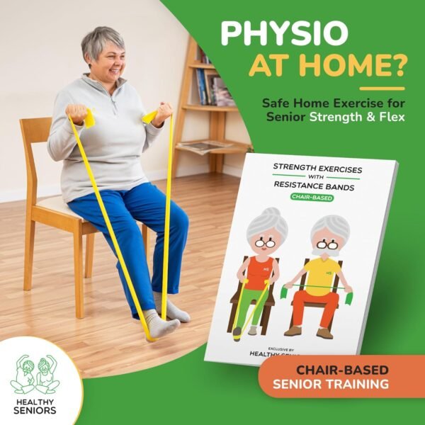 Chair Exercises for Seniors - Two Resistance Bands, Handles, and Printed Exercise Guide. Adjustable Fitness Equipment for Seniors, Elderly Home. Occupational & Physical Therapy Aids - Image 3