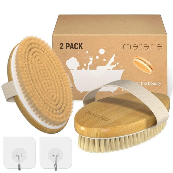 Metene Dry Brushing Body Brush with Soft and Stiff Natural Bristles, Body Exfoliating/Massage Scrub Brush for Cellulite and Lymphatic, Improve Your Circulation, 2 Pack - Image 8