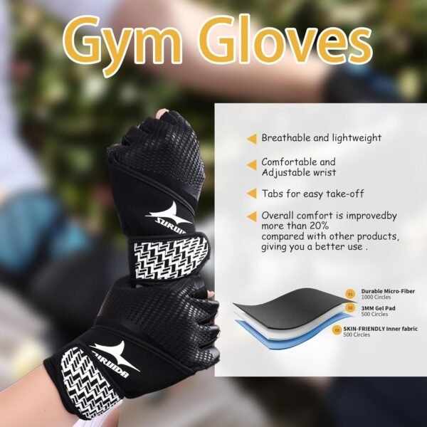 Workout Gloves for Men&Women,Full Palm Protection Weight Lifting Gym Gloves Half Finger Cycling Exercise Gloves with Wrist Wrap Support - Image 7