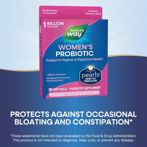 Nature's Way Women's Probiotic Pearls, Supports Vaginal and Digestive Health*, 1 Billion Live Cultures, No Refrigeration Required, 30 Softgels (Packaging May Vary) - Image 5